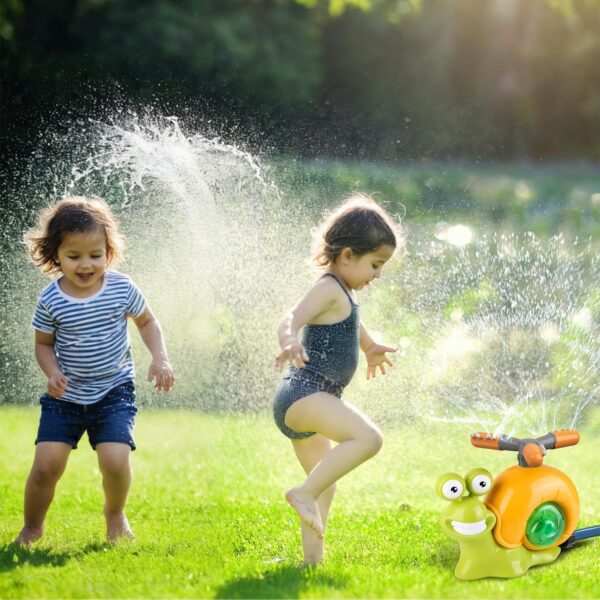iKid 2 In 1 Snail Water Sprinkler Baseball Toy With 2 Sprinkler Nozzles 360 Degree Rotating Spray Baseball Sprinkler Summer Water Toy For 4-8Years Old Boys Girls Pool Garden Lawn - Image 5
