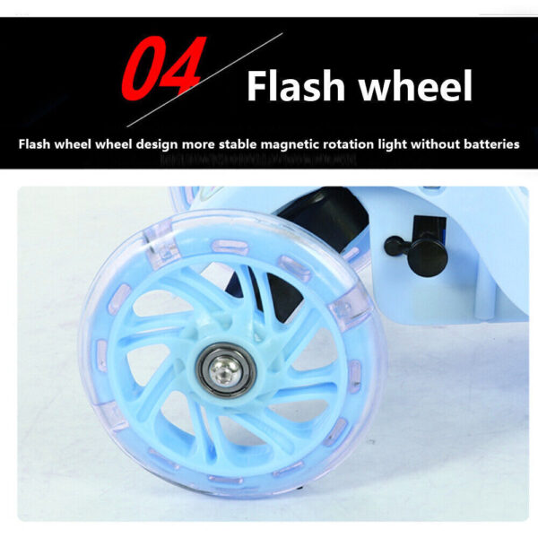 iKid Blue Kids Scooter 3 Wheels Kids Kick Push Flashing Led Light Up Adjustable - Image 8
