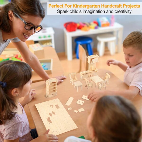 iKid 3D Wooden Dollhouse Furniture Puzzles Diy Miniature Furniture Models Set - Image 6