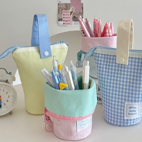 iKid Foldable Standing Pencil Pen Case With Compartments Large Capacity Pencil Pouch Bag School Aesthetic Supplies For Girls Boys Adults - Image 5