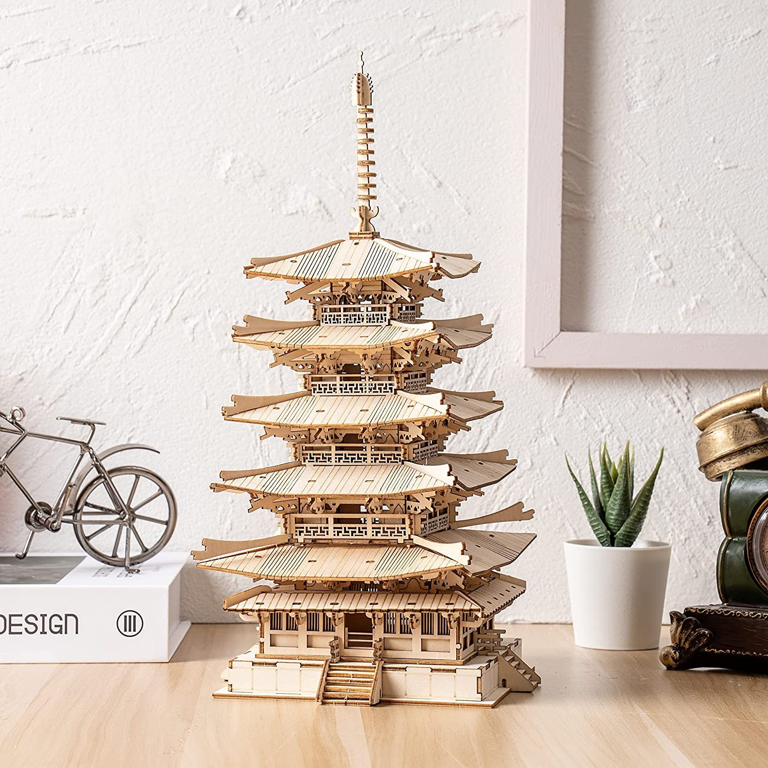 iKid Robotime Five-Storied Pagoda 3D Wooden Puzzle Toys For Children Kids Birthday Gift Tgn02