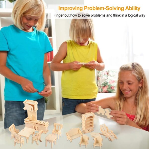 iKid 3D Wooden Dollhouse Furniture Puzzles Diy Miniature Furniture Models Set - Image 8