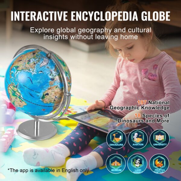iKid Vevor Educational Globe For Kids Interactive Ar World Globe With Ar Golden Globe App Led Night Lighting Stem Toy Gifts For Kids Compatible With Android Or Ios Devices - Image 3