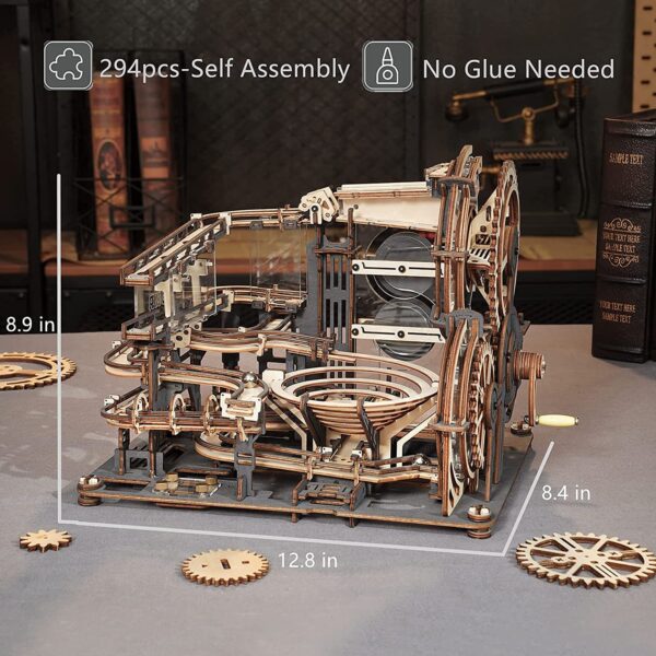 iKid Robotime Rokr Marble Night City 3D Wooden Puzzle Games Assembly Waterwheel Model Toys For Children Kids Birthday Gift - Image 8