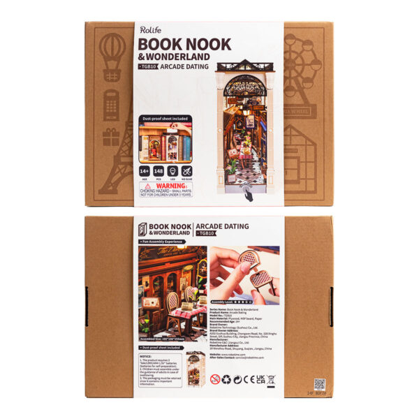 iKid Robotime Diy Book Nook Kit - Arcade Dating Scene With Dust Cover 3D Wooden Miniature Dollhouse Puzzle Creative Bookend Bookshelf Decor Unique Gift For Adults - Image 7