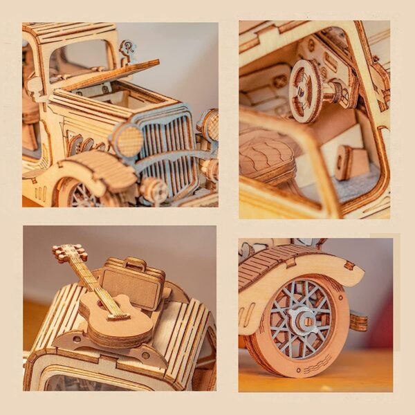 iKid Robotime Rolife Vintage Car Model 3D Wooden Puzzle Toys For Chilidren Kids - Image 2