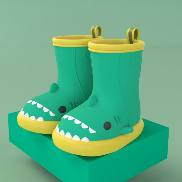 iKid Children Boys Girls Cute Cartoon Waterproof Shoes Safety Rubber Shark Slippers Kids Rain Boots - Image 9