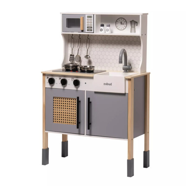 iKid Robotime Diy Pretend Play Kitchen Cooking Toy Set Gift For Boys And Girls Gray - Image 4
