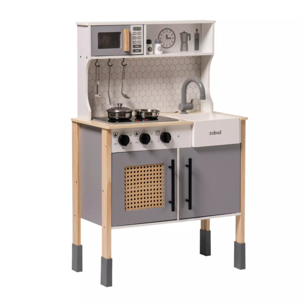 iKid Robotime Diy Pretend Play Kitchen Cooking Toy Set Gift For Boys And Girls Gray - Image 3