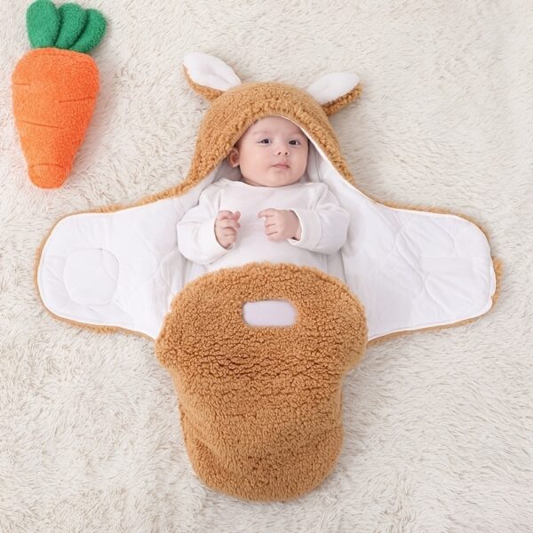 iKid Super Soft Baby Sleeping Bag Fluffy Fleece Newborn Blanket Swaddle Blankets Unisex Baby Wrap For Newborn Baby Boys Girls With Head-Protecting &Amp; Head-Supporting Function Wearable Swaddle Sleep Sack - Image 8