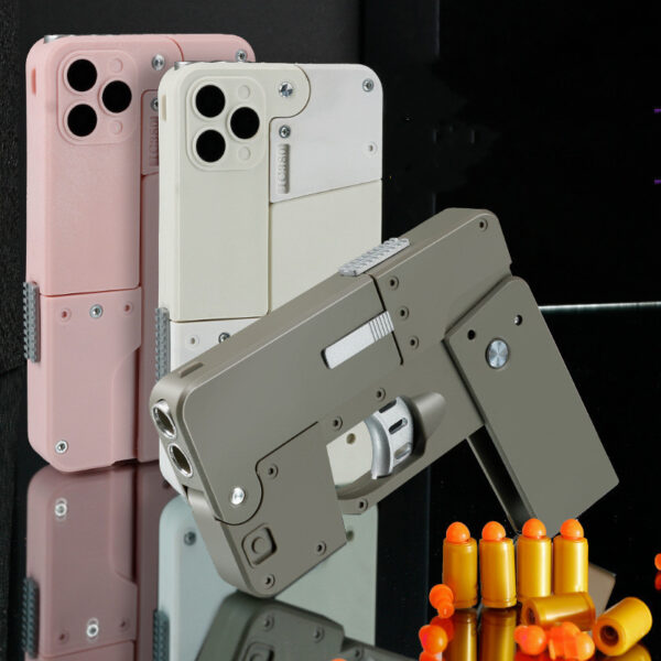 iKid Folding Pistol Bullet Automatic Shell Throwing Toy Creative Soft Bullet Toy Mobile Phone Appearance Gun Outdoor Interactive Kid Gift - Image 4