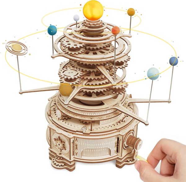 iKid Robotime Rokr 316Pcs Rotatable Mechanical Orrery 3D Wooden Puzzle Games Assemble Model Building Kits Toys Gift For Children Boys - Image 8
