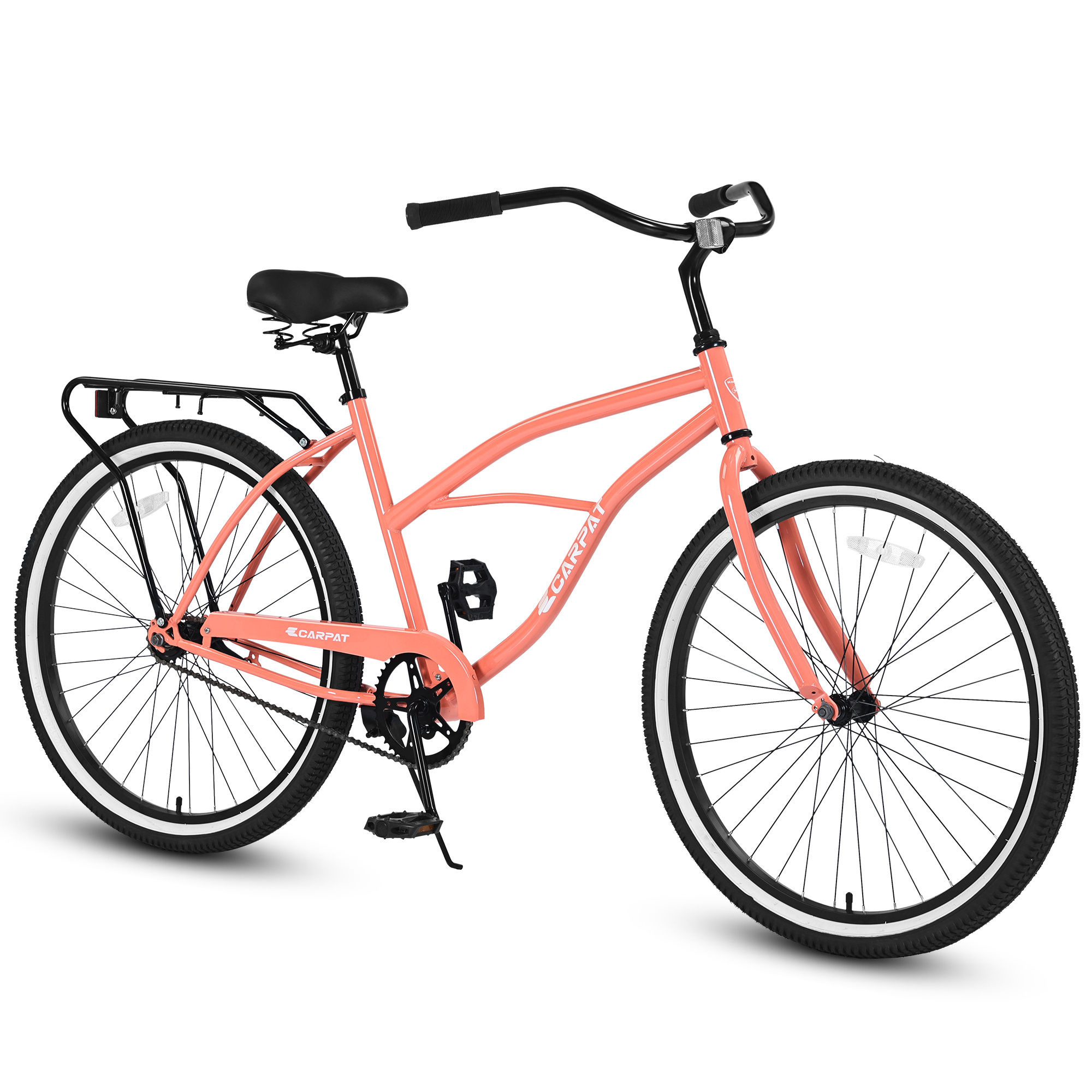 iKid S26204 26 Inch Beach Cruiser Bike For Men And Women Steel Frame Single Speed Drivetrain Upright Comfortable Rides Multiple Colors