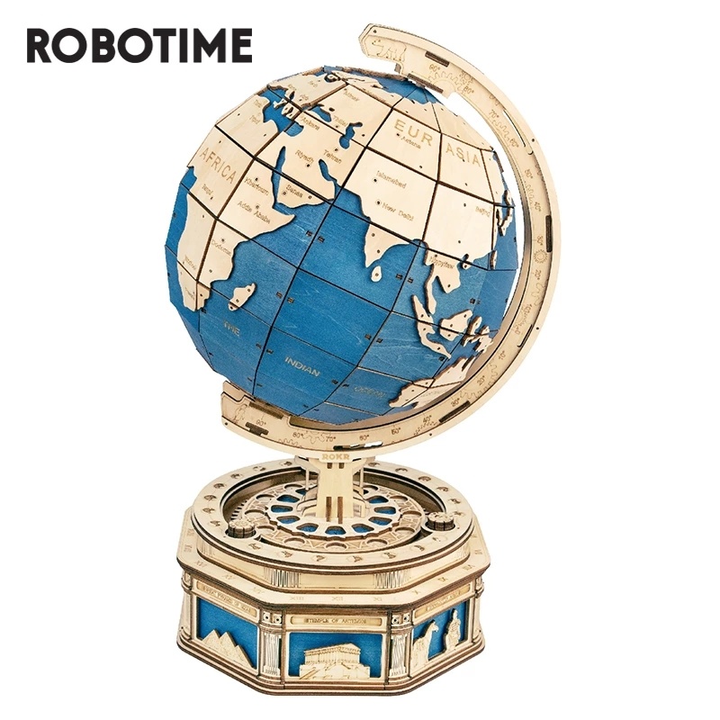 iKid Robotime Globe Earth 567Pcs 3D Wooden Puzzle Games Ocean Map Ball Assemble Model Toys Xms Gift For Children Boys Dropshipping