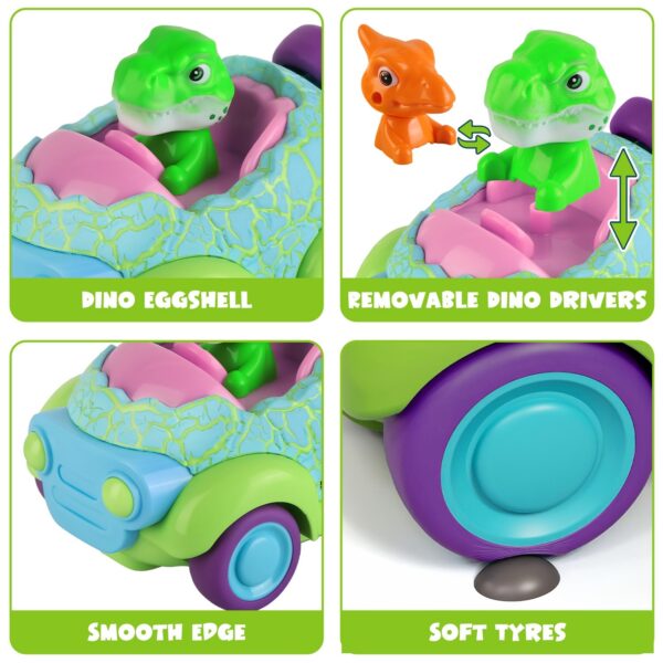 iKid 2Pack Dinosaur Remote Control Cars For Toddlers Rechargeable Rc Cars With Light Music Birthday Gift For Boys Girls Aged 3 4 5 6 Years Old Christmas New Year Gift - Image 10