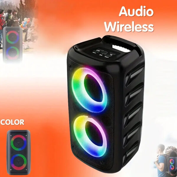 iKid Wireless Speaker With Subwoofer Large Boombox Speaker Stereo Speaker Subwoofer Outdoor Wireless Speaker Party Disco Light Tws Tf Aux - Image 5