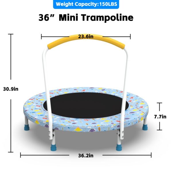 iKid 36 Inch Mini Trampoline Suitable For Children Aged 1-6 With Indoor And Outdoor Handles For Children'S Play - Image 6
