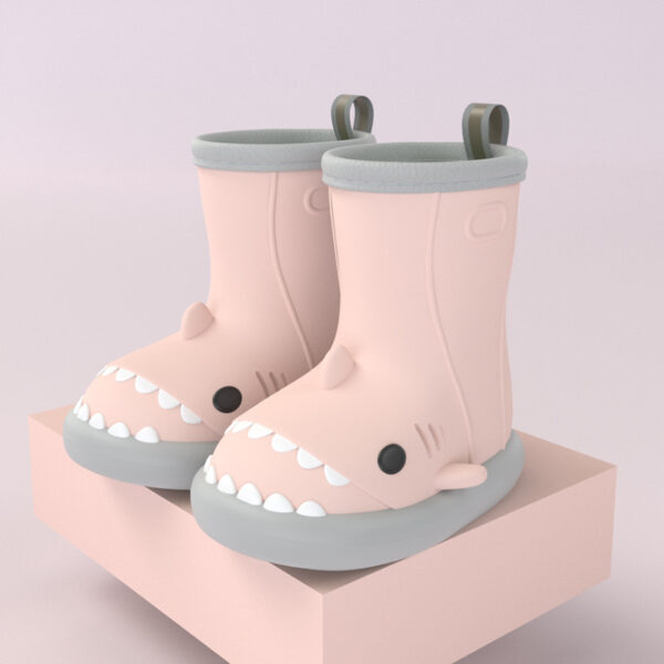 iKid Children Boys Girls Cute Cartoon Waterproof Shoes Safety Rubber Shark Slippers Kids Rain Boots - Image 5