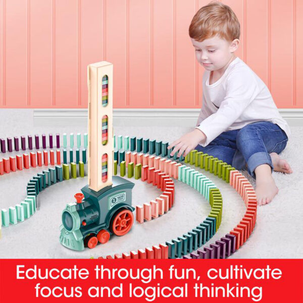 iKid Domino Train Toys Baby Toys Car Puzzle Automatic Release Licensing Electric Building Blocks Train Toy - Image 2