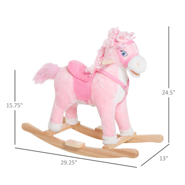 iKid Plush Rocking Horse Realistic Sounds Swinging Tail Pink Ideal Birth Gift Joyful Engaging For 3 Years - Image 6