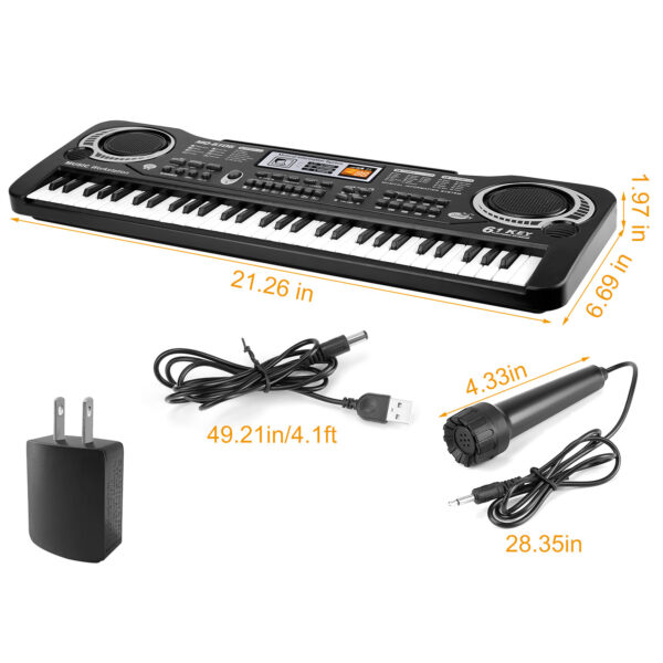 iKid 61 Keys Digital Music Electronic Keyboard Electric Piano Musical Instrument Kids Learning Keyboard With Microphone For Beginners Kids Girls Boys Adults - Image 9