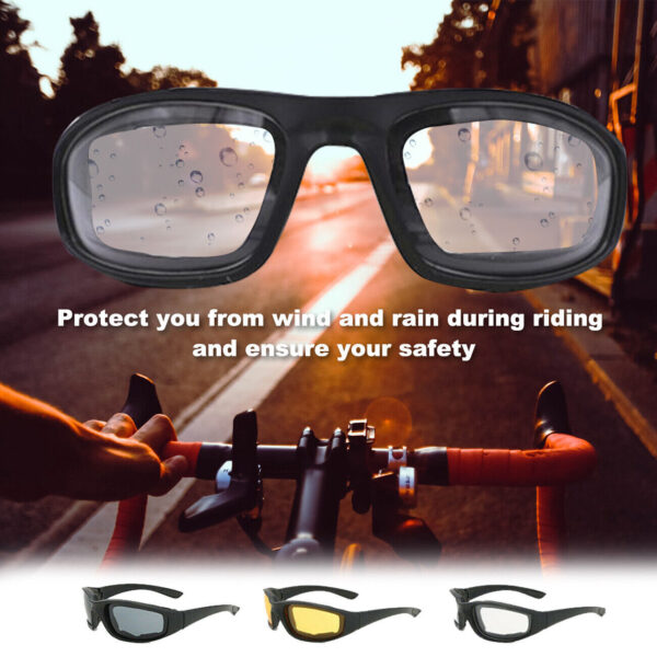 iKid 3 Pair Motorcycle Sports Padded Biker Riding Glasses Wind Resistant Sunglasses - Image 8