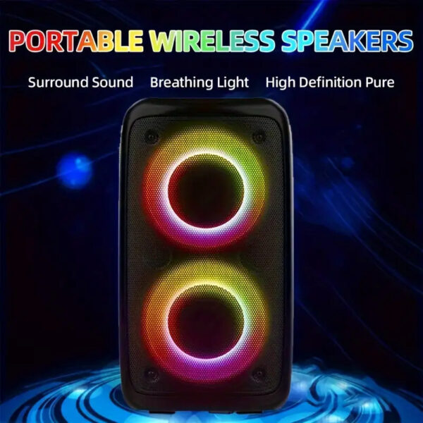 iKid Wireless Speaker With Subwoofer Large Boombox Speaker Stereo Speaker Subwoofer Outdoor Wireless Speaker Party Disco Light Tws Tf Aux - Image 7