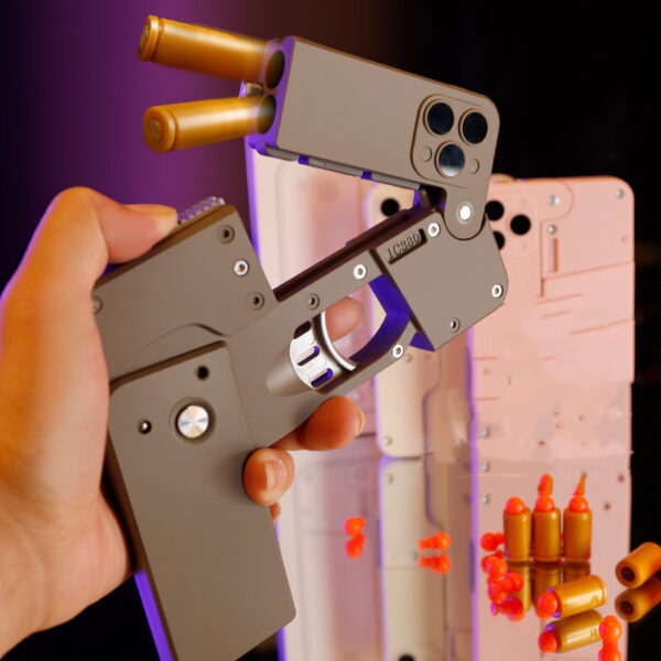 iKid Folding Pistol Bullet Automatic Shell Throwing Toy Creative Soft Bullet Toy Mobile Phone Appearance Gun Outdoor Interactive Kid Gift - Image 9