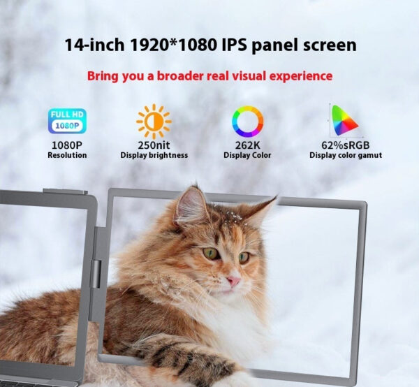14-inch Dual-screen Portable Monitor Laptop With Wall-mounted External Expansion Screen Dual-screen Portable Screen - Image 4
