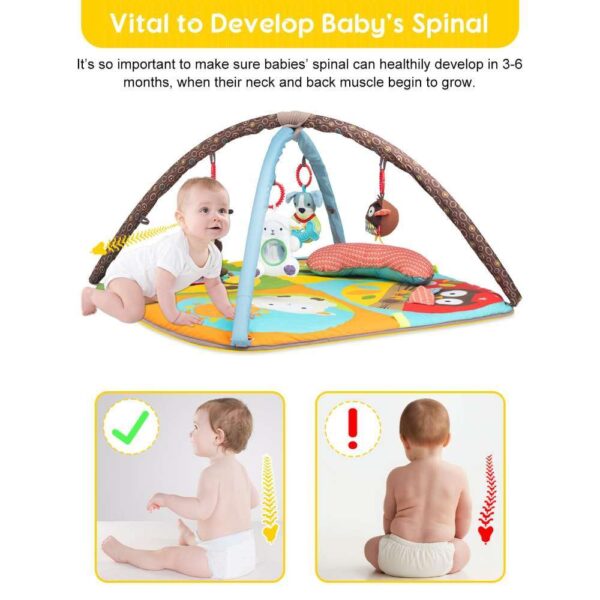 Keeygo Baby Play Mat Zoo Theme Sensory Infant Toys Keep Baby Occupied Toddler Activity Gym Develop Neck Strength Play Gym For Babies 0-6 Months Washable Baby Gyms Playmats - Image 2