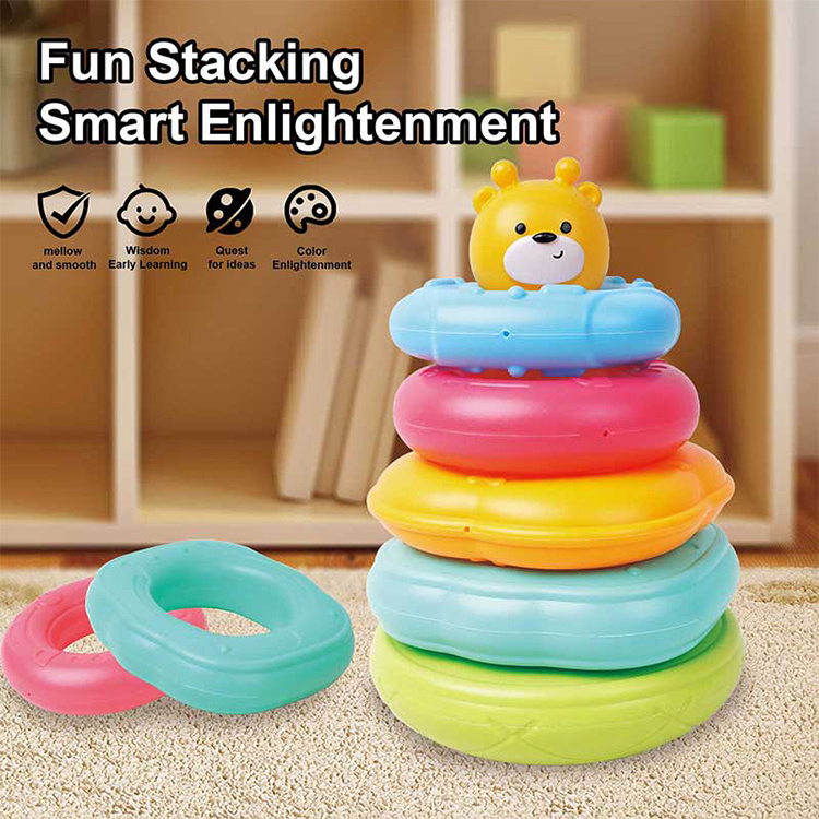 Children’s Stacking Music, Rainbow Set Circles, Puzzle Early Education Understanding Color Set Tower Layer Toys