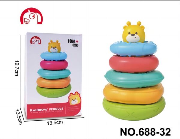 Children's Stacking Music, Rainbow Set Circles, Puzzle Early Education Understanding Color Set Tower Layer Toys - Image 3