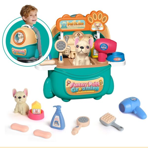 2025 Pet Care Play Set Doctor Kit For Kids, 16 Pcs Doctor Pretend Play Vet Dog Grooming Toys Puppy Dog Carrier Feeding Dog Backpack Gifts.Logistics Is Randomly Sent By UPS,USPS,FEDEX. - Image 2