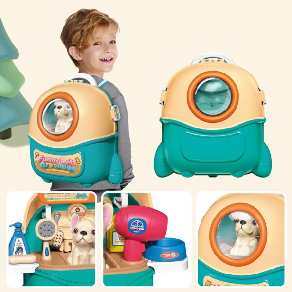 2025 Pet Care Play Set Doctor Kit For Kids, 16 Pcs Doctor Pretend Play Vet Dog Grooming Toys Puppy Dog Carrier Feeding Dog Backpack Gifts.Logistics Is Randomly Sent By UPS,USPS,FEDEX. - Image 3