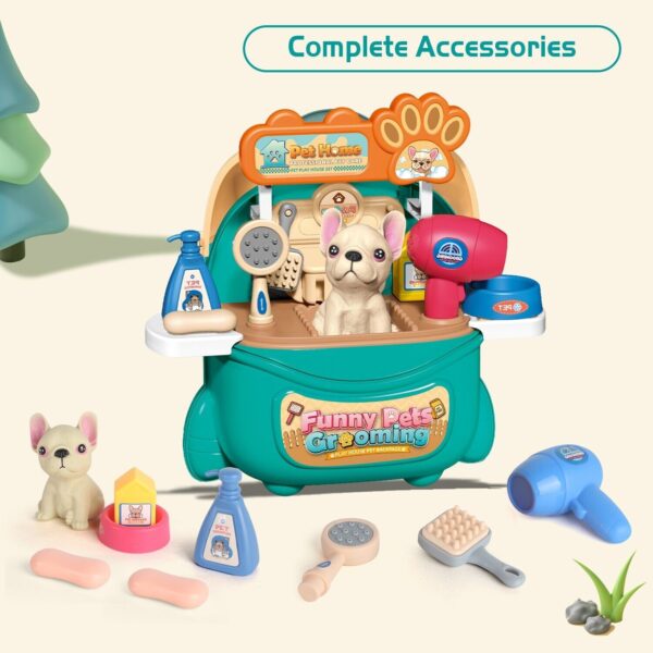 2025 Pet Care Play Set Doctor Kit For Kids, 16 Pcs Doctor Pretend Play Vet Dog Grooming Toys Puppy Dog Carrier Feeding Dog Backpack Gifts.Logistics Is Randomly Sent By UPS,USPS,FEDEX. - Image 6