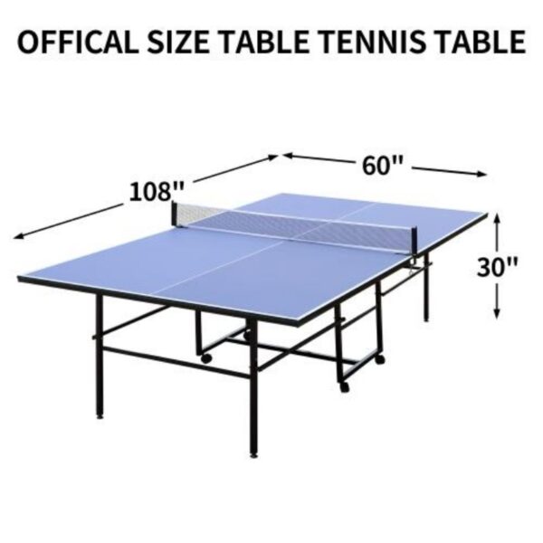 9-foot Medium-sized Foldable And Portable Indoor Table Tennis Table Set, Including Net, 2 Pairs Of Table Tennis Rackets, And 3 Balls - Image 4