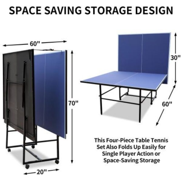 9-foot Medium-sized Foldable And Portable Indoor Table Tennis Table Set, Including Net, 2 Pairs Of Table Tennis Rackets, And 3 Balls - Image 5