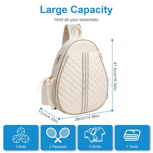 2 Color Options -- Pickleball Sling Bag For Men Women Waterproof Badminton Tennis Backpack With Wet Pocket Hidden Fence Hook Machine Washable - Image 6