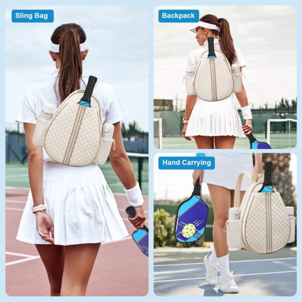 2 Color Options -- Pickleball Sling Bag For Men Women Waterproof Badminton Tennis Backpack With Wet Pocket Hidden Fence Hook Machine Washable - Image 8