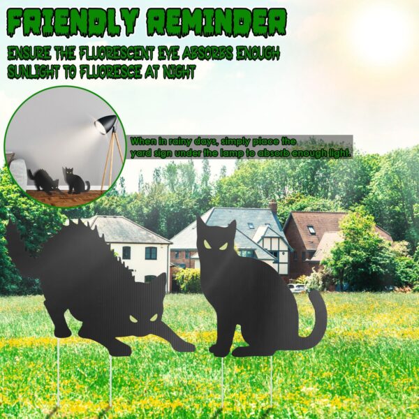 6Pcs Skull Or 6Pcs Tomb Or 5Pcs Black Cat Halloween Yard Sign Decorations Glow In The Dark For Haunted House Garden Yard And Scary Theme Party - Image 6