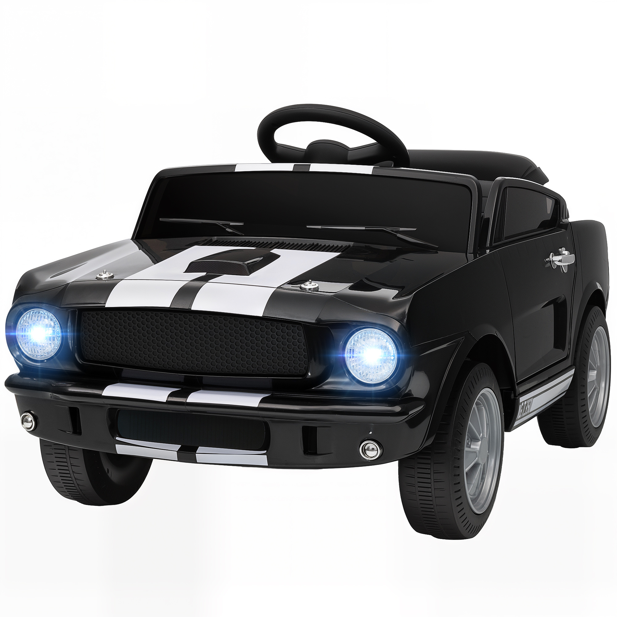 Ride On Car With Remote Control, Adjustable Speed, MP3, Smooth Start, LED Lights, Black