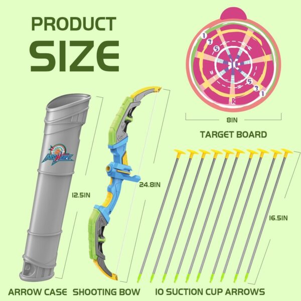 Bow & Arrow Toy Set, LED-lit Archery Toy,10 Suction Cup Arrows, Targets And Arrow Holders, Indoor And Outdoor Children's Toys Suitable For Boys And Girls.Logistics Is Randomly Sent By UPS,USPS,FEdex - Image 5