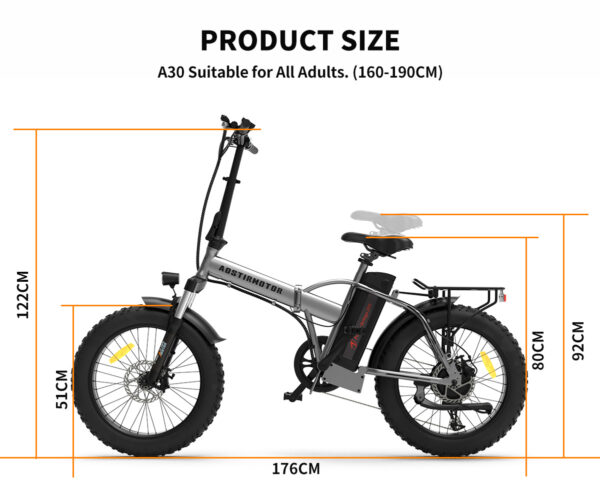 20x4.0 Inch Foldable Fat Tire Electric Bike 48V 12.5AH Extended Range Dual Disc Brakes Fenders - Image 6