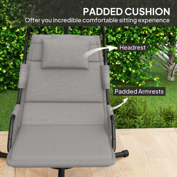 Hammock Chair With Stand And PA Coating Cushion, Hanging Swing Chair With Steel Frame For Indoor And Outdoor, Gray - Image 3
