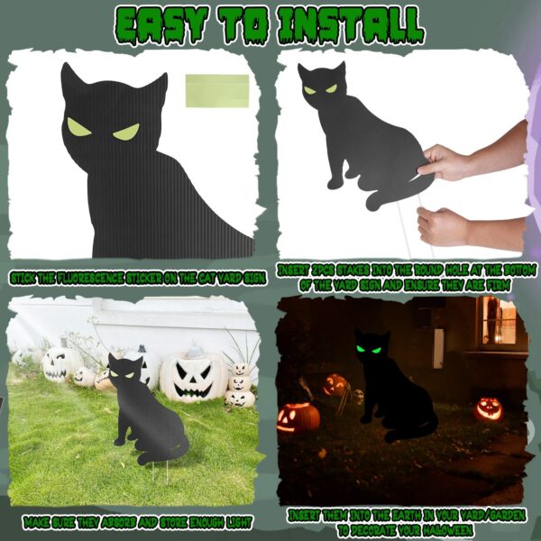 6Pcs Skull Or 6Pcs Tomb Or 5Pcs Black Cat Halloween Yard Sign Decorations Glow In The Dark For Haunted House Garden Yard And Scary Theme Party - Image 10