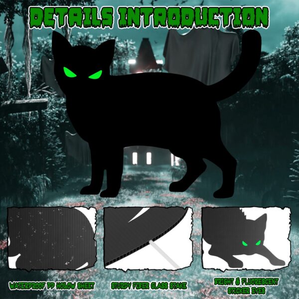 6Pcs Skull Or 6Pcs Tomb Or 5Pcs Black Cat Halloween Yard Sign Decorations Glow In The Dark For Haunted House Garden Yard And Scary Theme Party - Image 5