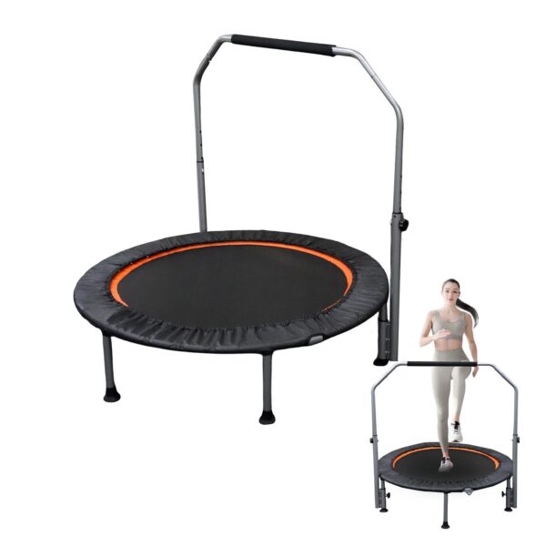 Folding Mini Fitness Trampoline With Adjustable Handles For Adults, Suitable For Indoor And Outdoor Exercise - Image 3