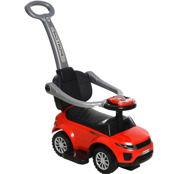 Kids 3 In 1 Push Car Ride-On Stroller Sliding Walking Toy With Horn Music Light Secure Bar For Boys Girls 1-3 Years Old Red - Image 4