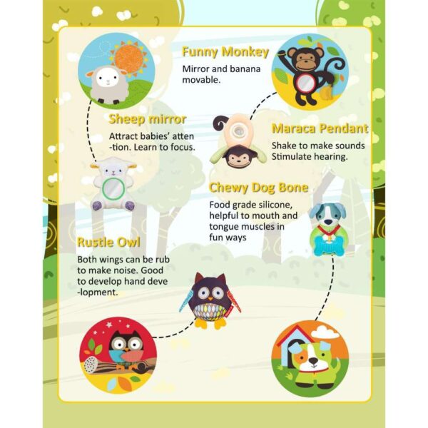 Keeygo Baby Play Mat Zoo Theme Sensory Infant Toys Keep Baby Occupied Toddler Activity Gym Develop Neck Strength Play Gym For Babies 0-6 Months Washable Baby Gyms Playmats - Image 7