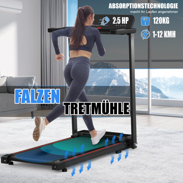 EU Electric Treadmill, Folding Treadmill For Home Up To 12 Kmh, With LED Display, App, Compact Treadmill For Home And Office, Weighing 120KG - Image 6